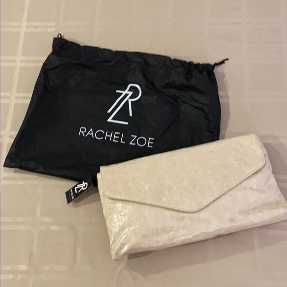 🦋NWT! Rachel Zoe Vegan Clutch Purse with Chain Shoulder Strap and Dust Cover🦋